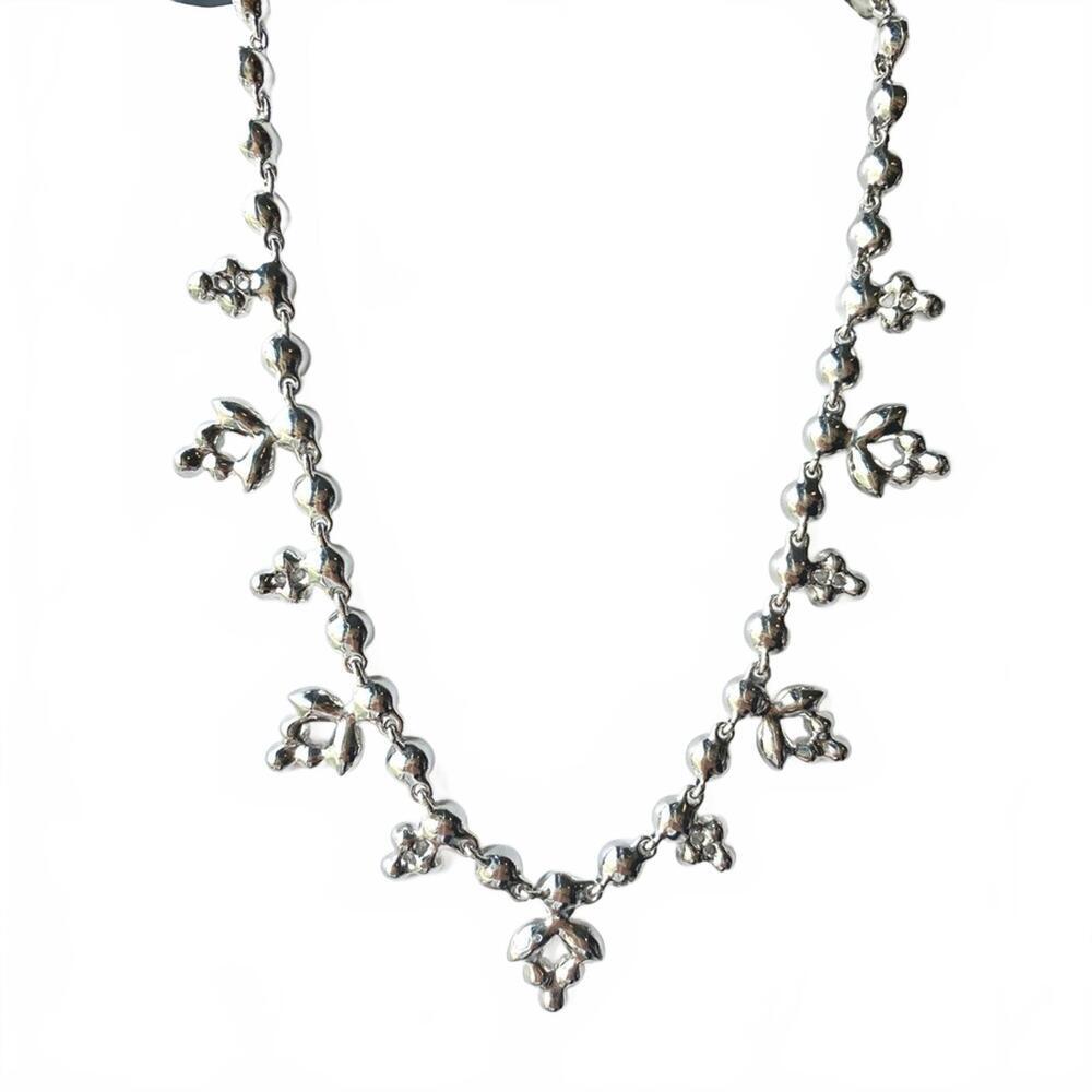 Givenchy Swarovski Crystal Cluster Collar Necklace Silver Tone NWT - Picture 4 of 7